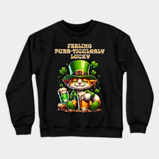 St Patricks day leprechaun cat - Feeling purr-ticularly lucky Crewneck Sweatshirt